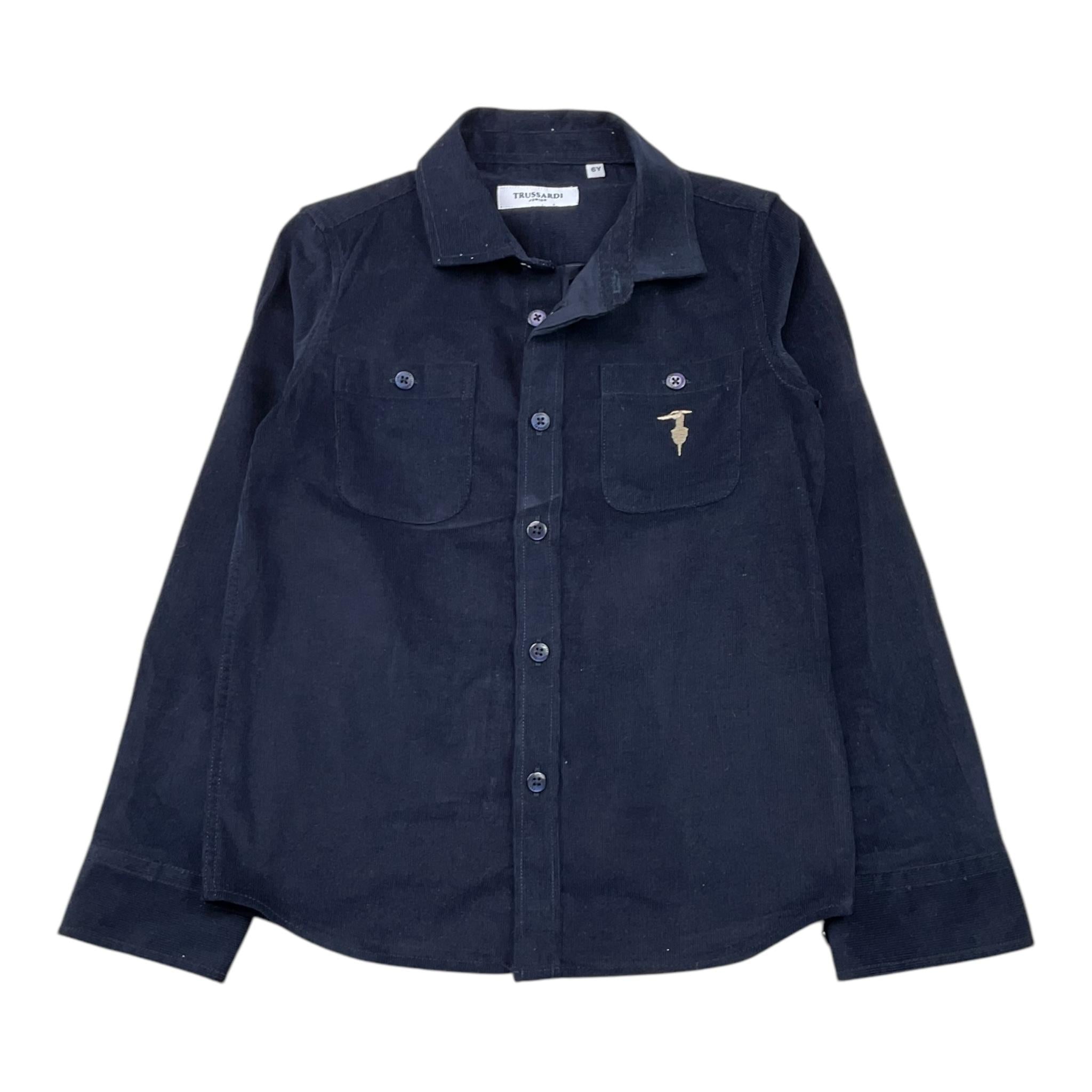 TRUSSARDI camicia tinta unita con logo Blu per Bambino TBA25029CA BLU TRUSSARDI 