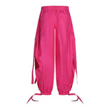 Fun &amp; Fun Solid Color Pants With Elastic Waist Fuchsia For Girls