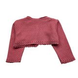 Paz Rodriguez Solid Color Perforated Pink Shrug For Baby Girl