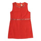 Michael Kors Solid Color Sleeveless Dress With Appliques Red For Girls