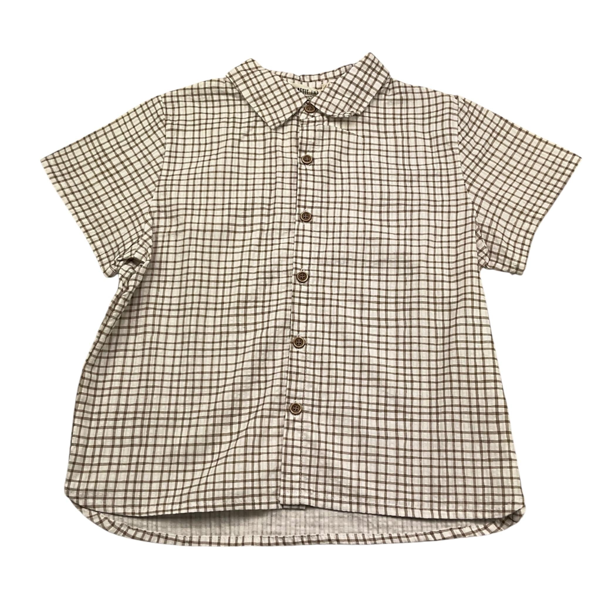 Petit Indi Camicia Tinta Unita con Fantasia A Quadri per Bambino SS25BK7427 BIANCO PETIT INDI 