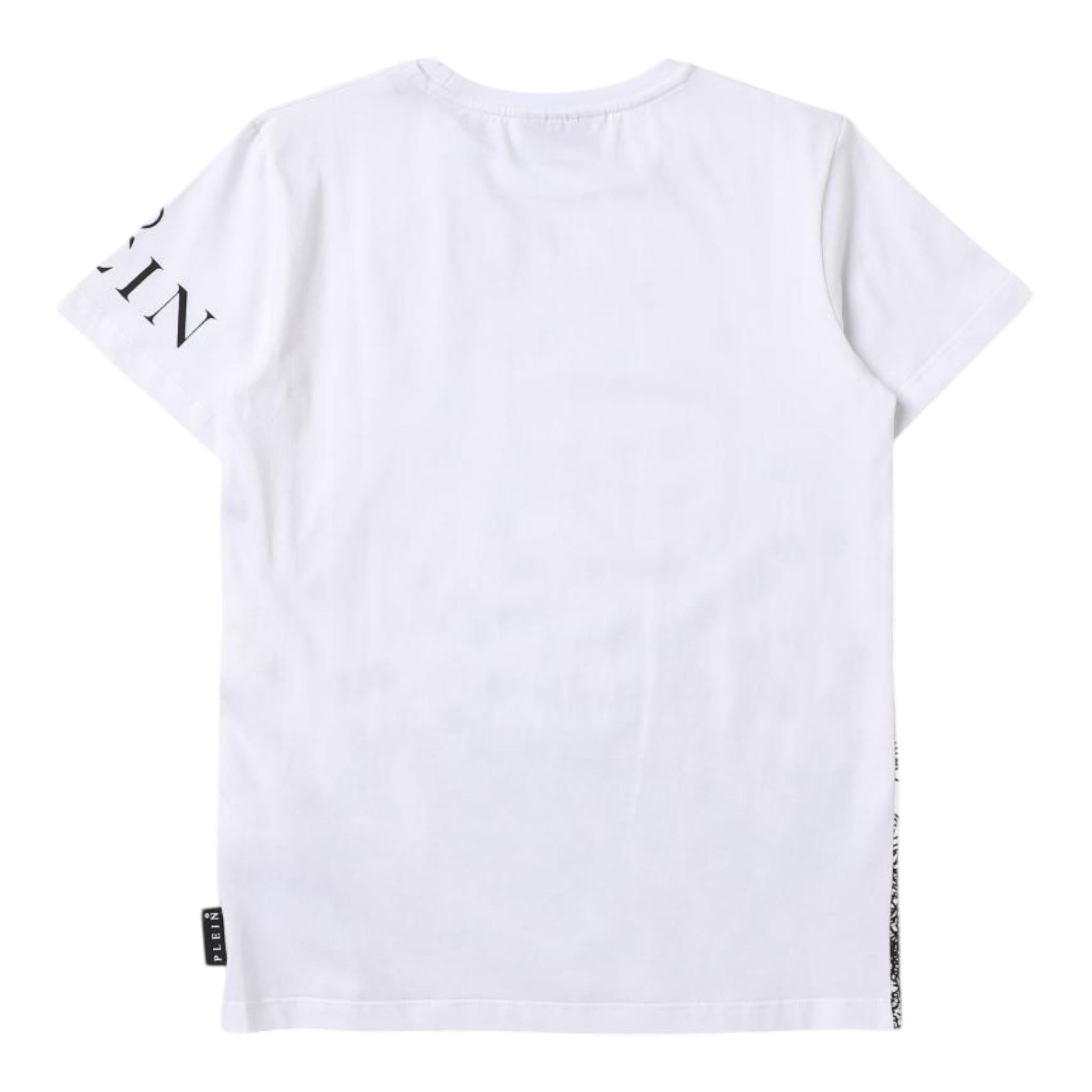 Philipp Plein T-Shirt Girocollo tinta unita con Stampe Bianco per Bambino 2PM007 BIANCO PHILIPP PLEIN 
