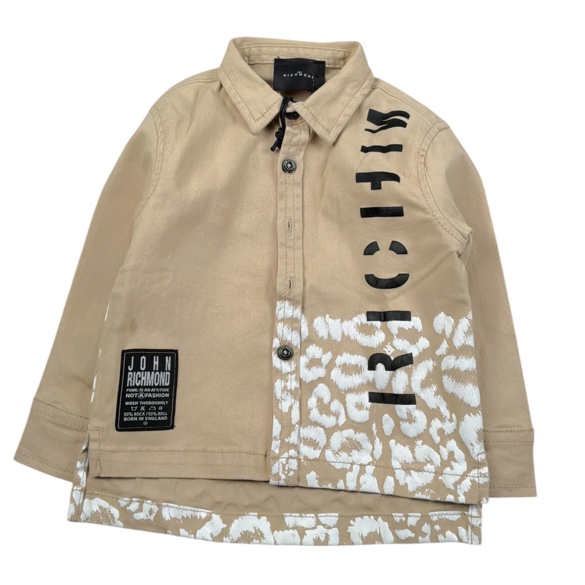 John Richmond Camicia tinta unita con Stampa Beige per Neonato RIP23059CANH BEIGE JOHN RICHMOND 