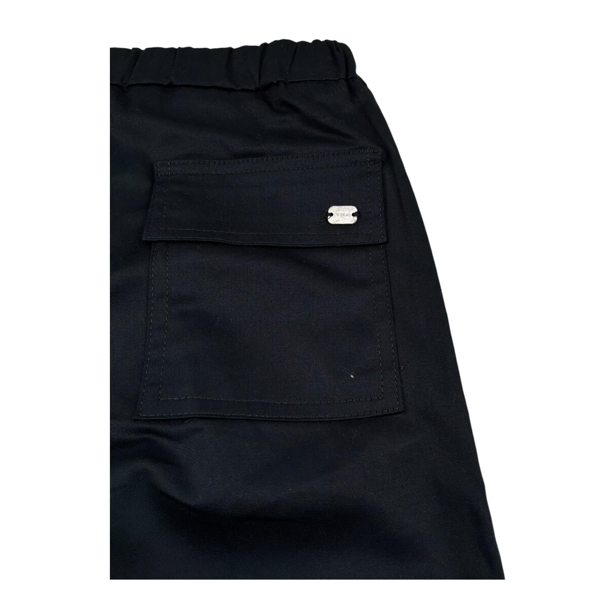 I'M Brian Pantalone Tinta Unita con Elastico In Vita per Bambino PA1240J NERO I'M BRIAN 