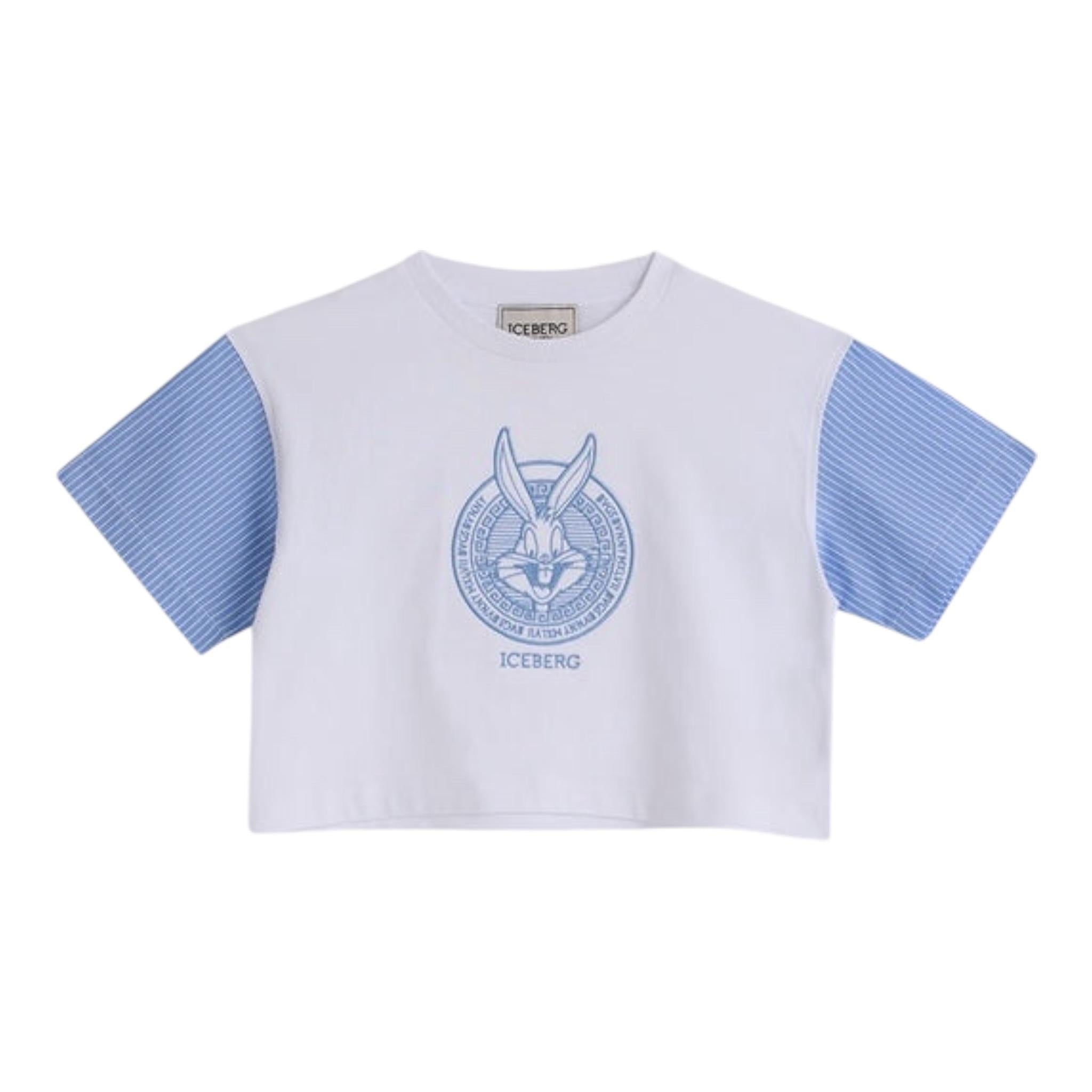 Iceberg T-Shirt Girocollo Tinta Unita con Stampa per Bambina TSICE5154J BIANCO ICEBERG 