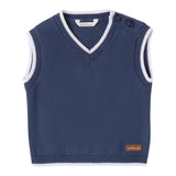 Mini Banda Vest Solid Color With Contrast Blue Trim For Newborn