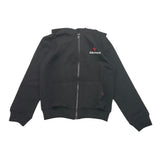 Zu+Elements Solid Color Printed Zip Up Hoodie Black For Boys