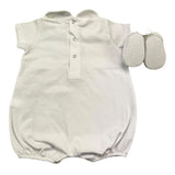 Story Loris Romper Half Sleeve Solid Color With White Booties For Newborn