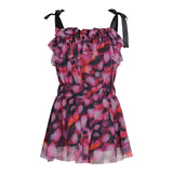 Fun &amp; Fun Solid Color Strap Romper With Fuchsia Pattern For Baby Girls