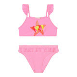 Billieblush 2 Piece Swimsuit Solid Color Bandeau Top and Briefs Pink for Girls