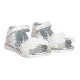 Monnalisa Sandals Solid Color With Velcro Closure And White Application For Baby Girl