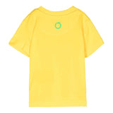 Trussardi Solid Color Crew Neck T-Shirt with Yellow Logo Print for Newborns