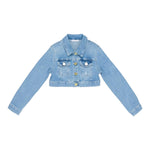 Lu Lu By Miss Grant Giubbino In Denim Tinta Unita con Bottoni per Bambina LL3375 AZZURRO LU LU BY MISS GRANT 