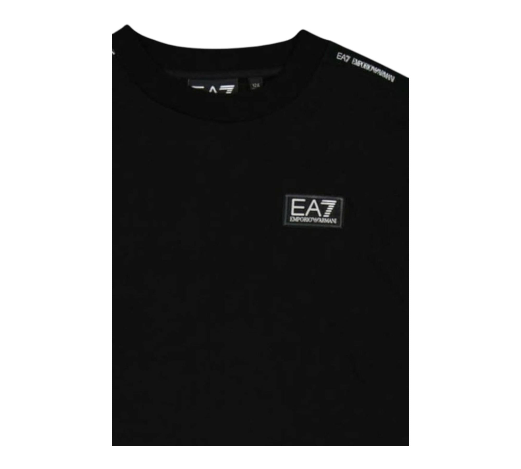 Emporio Armani T-Shirt Girocollo Tinta Unita con Logo per Bambino 7B000054 NERO EMPORIO ARMANI 