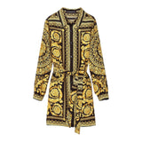 Versace Solid Color Dress With Black Shirt Pattern Print For Girls