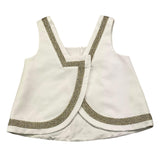 Genny Princess Top Solid Color Armhole With Contrasting Trim White For Girls