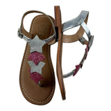 Colors Of California Solid Color Sandal With Silver Star Applique For Girls