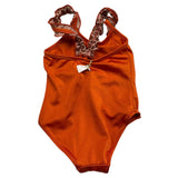 Cotazur Solid Color One-piece Swimsuit With Orange Spotted Profiles For Newborns