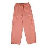Vicolo Solid Color Cargo Pants With Elastic Waist Peach For Girls