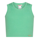 Liu Jo Solid Color Ribbed Crew Neck Tank Top Green For Girls