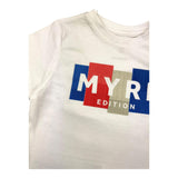 Mayoral Crew Neck T-Shirt Solid Color with Contrast Prints White for Newborns