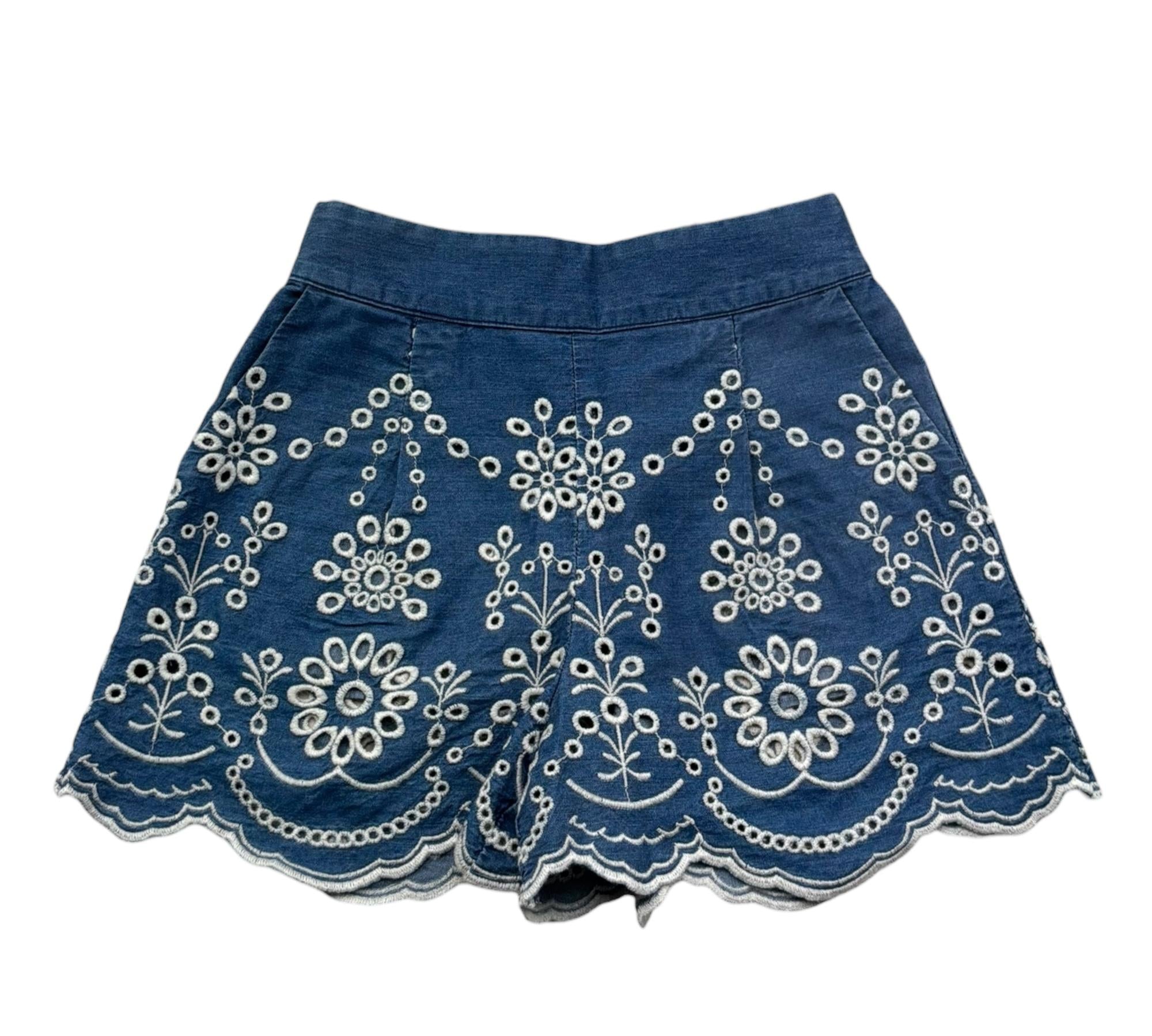 Saint Barth Gonna In Denim Tinta Unita con Pizzo Sangallo per Bambina AMANI BLU SAINT BARTH 