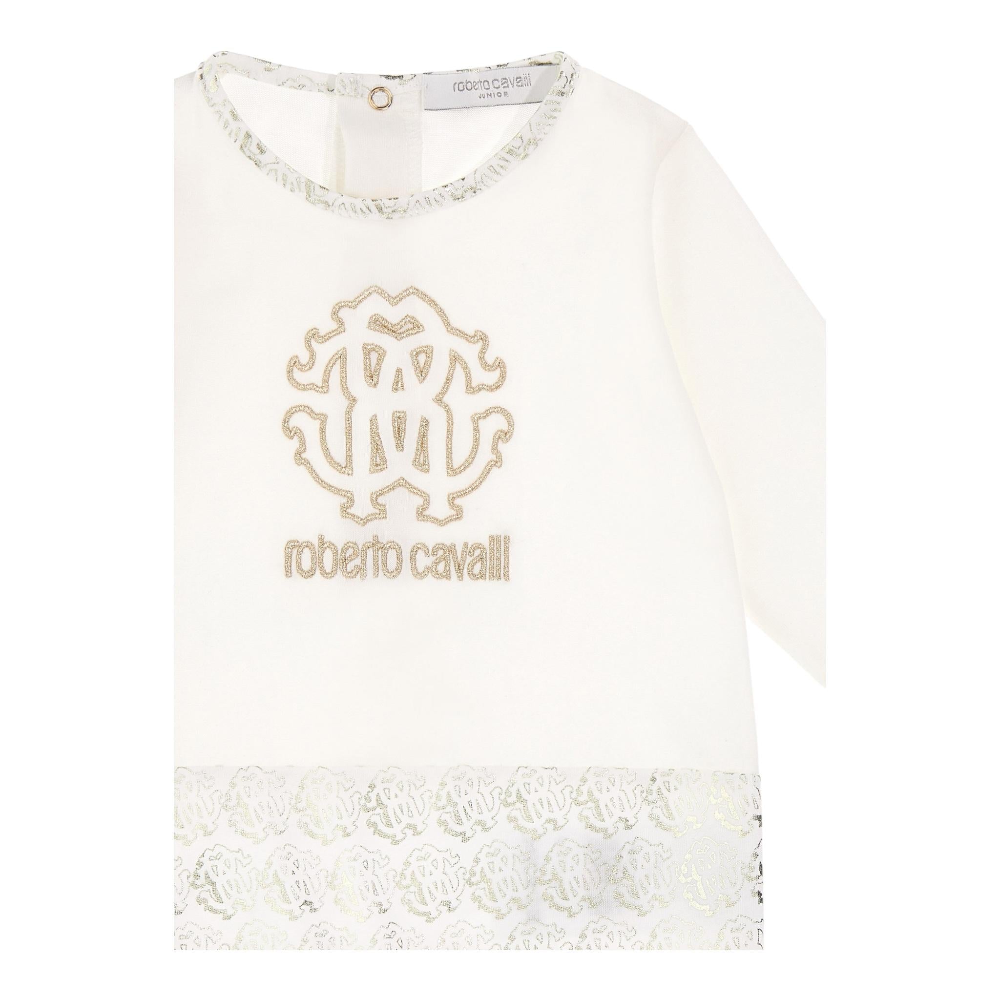 ROBERTO CAVALLI set 3 pezzi tutina-cappello-bavetta tinta unita Bianco per Neonata TJT822 BIANCO ROBERTO CAVALLI 