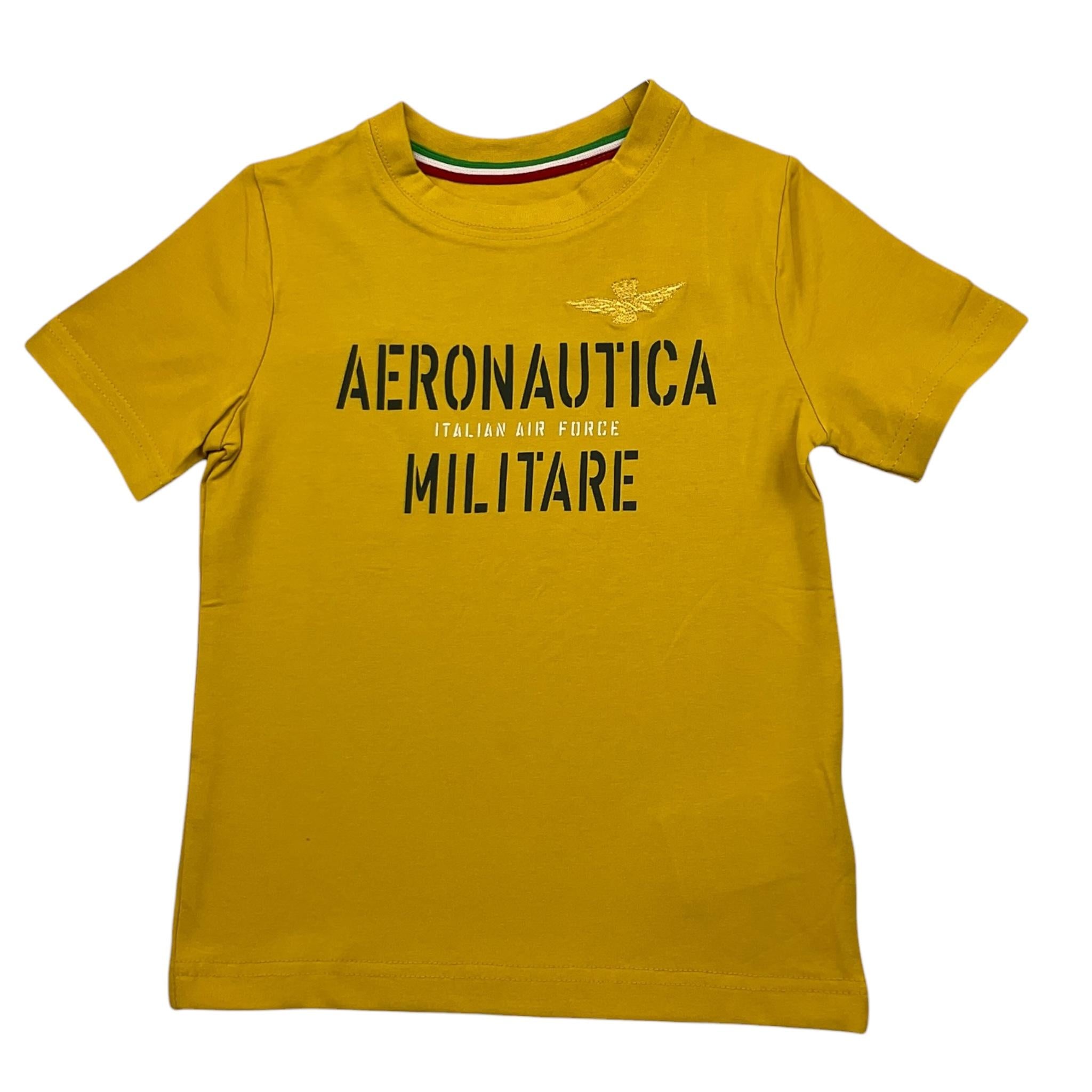 AERONAUTICA MILITARE t-shirt girocollo tinta unita con stampa Giallo per Neonato 242TS0001AJRJ6644N GIALLO AERONAUTICA MILITARE 