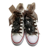 Quickas Two-Tone Sneakers with Laces and White/Black Applications for Girls