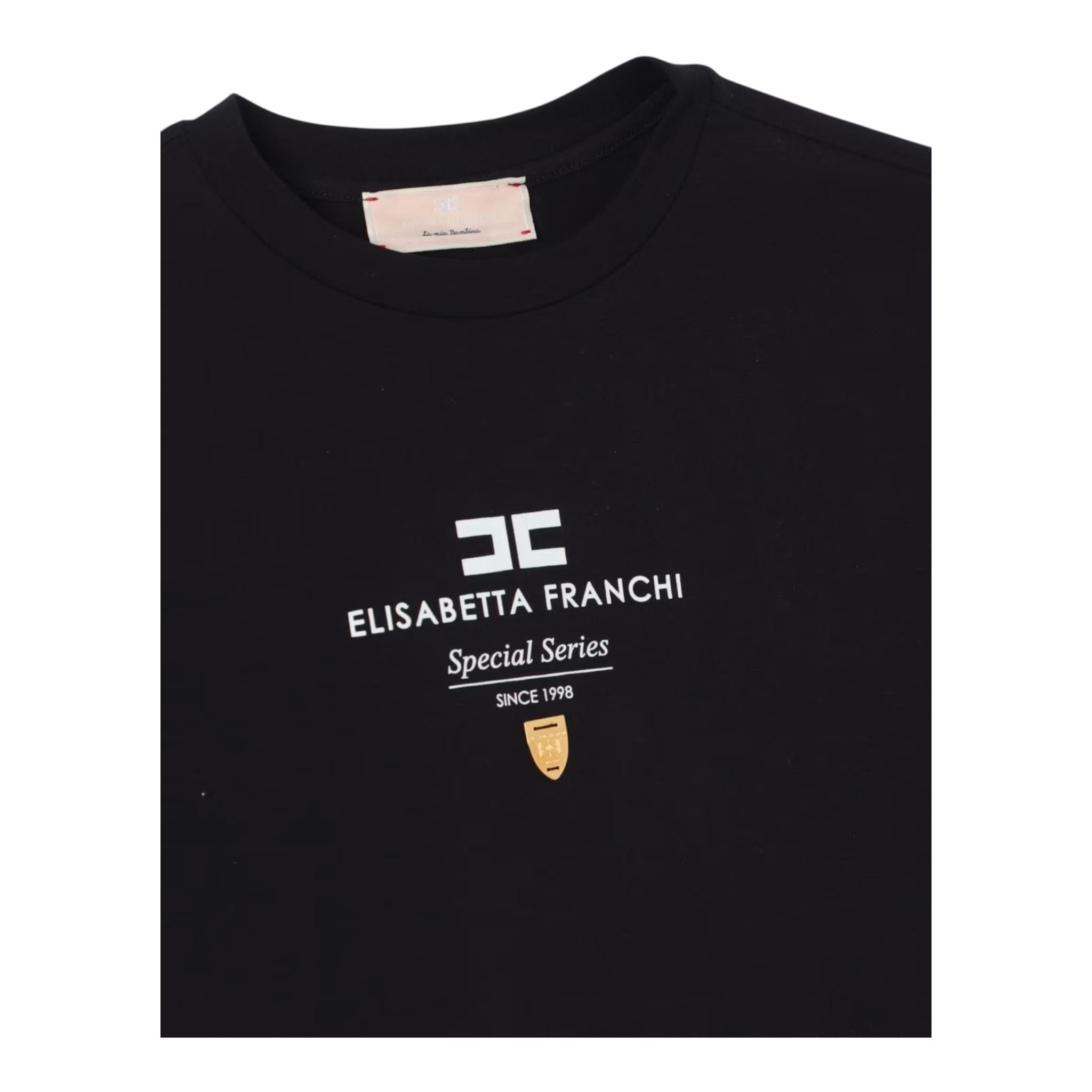 ELISABETTA FRANCHI t-shirt girocollo tinta unita con stampa logo Nero per Bambina EFTS216X NERO ELISABETTA FRANCHI 