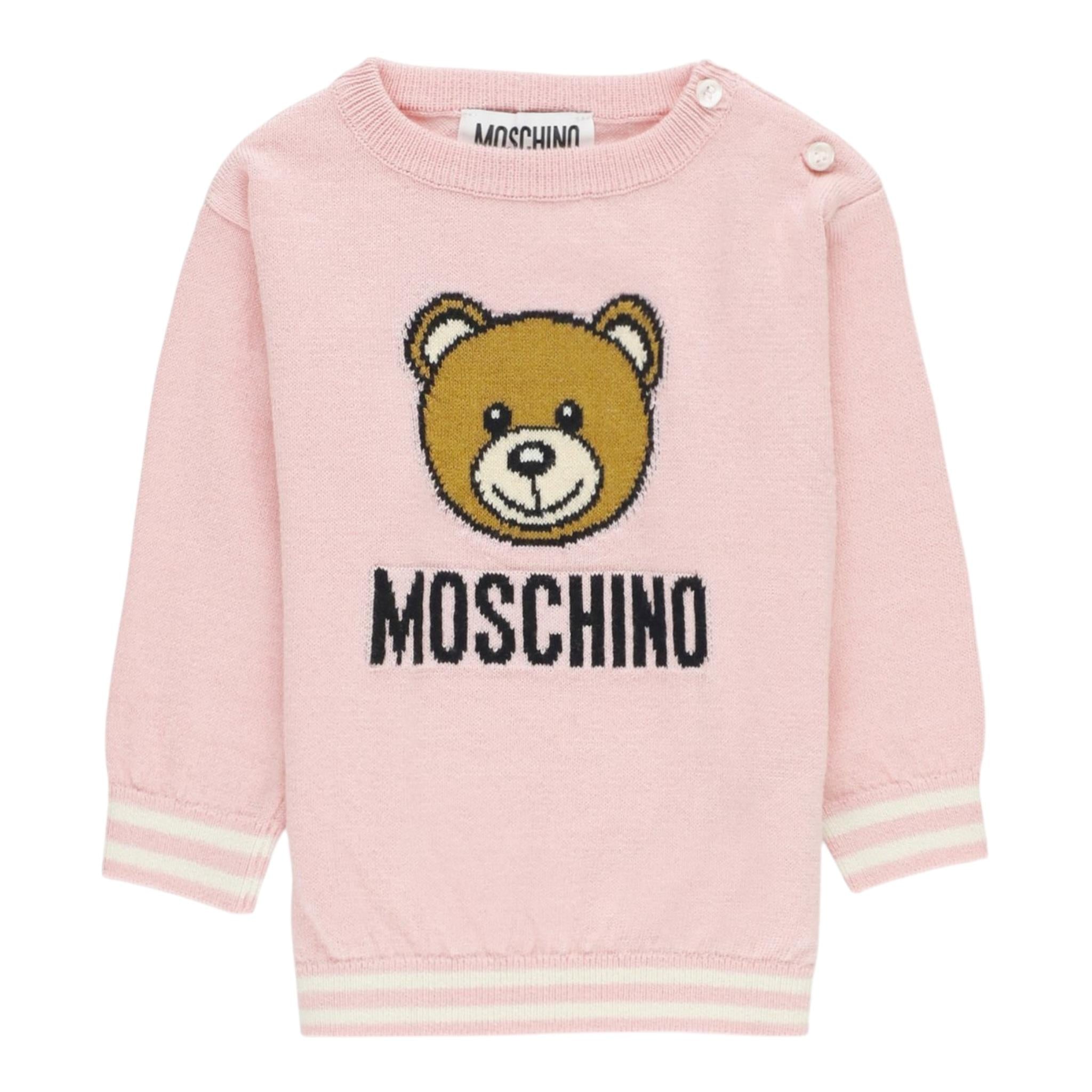 MOSCHINO maglia girocollo tinta unita con stampa in contrasto Rosa per Neonata MYW00JAX ROSA MOSCHINO 