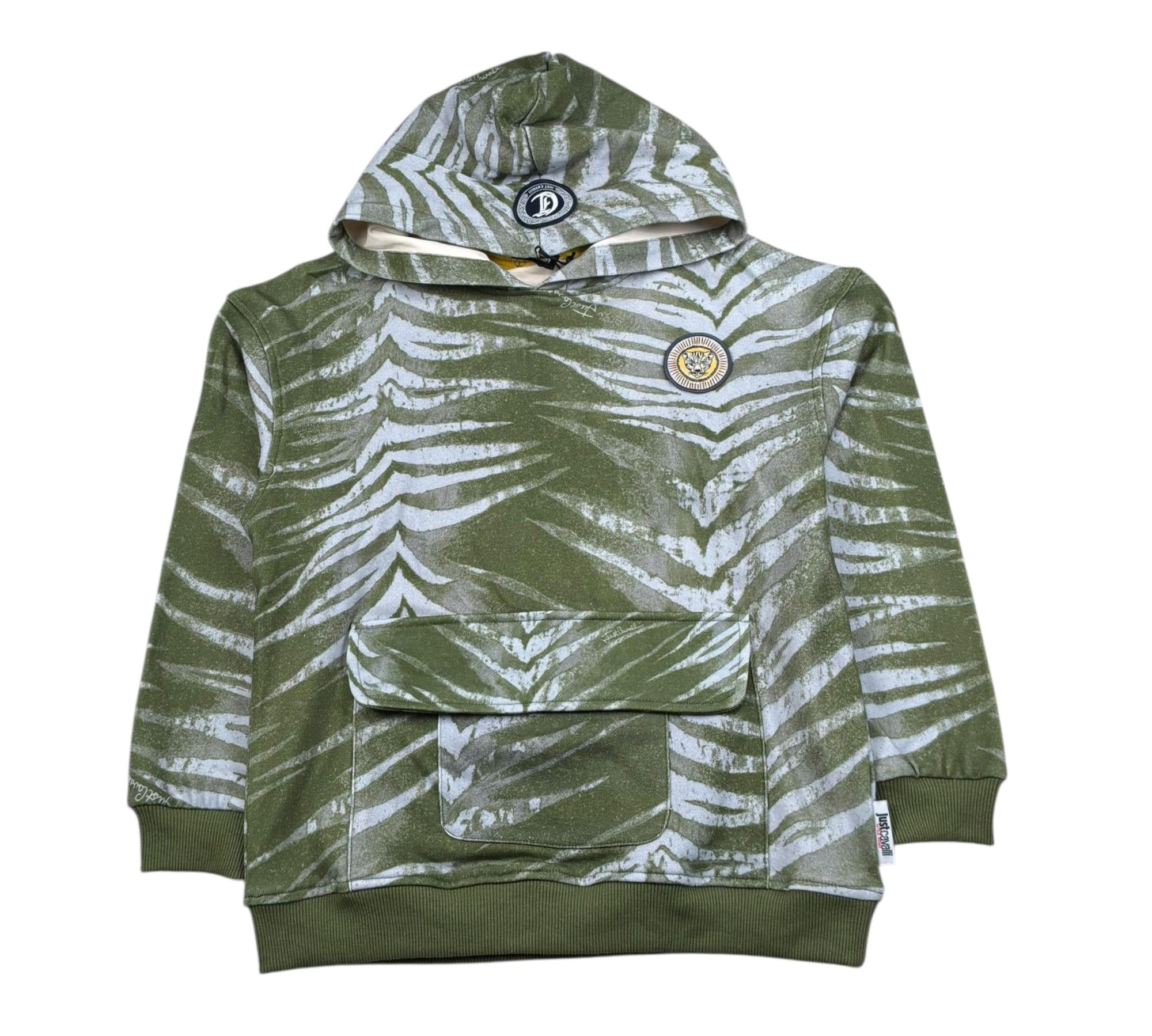 Just Cavalli Felpa Chiusa con Cappuccio Stampa Fantasia per Bambino JBP26104FE VERDE JUST CAVALLI 