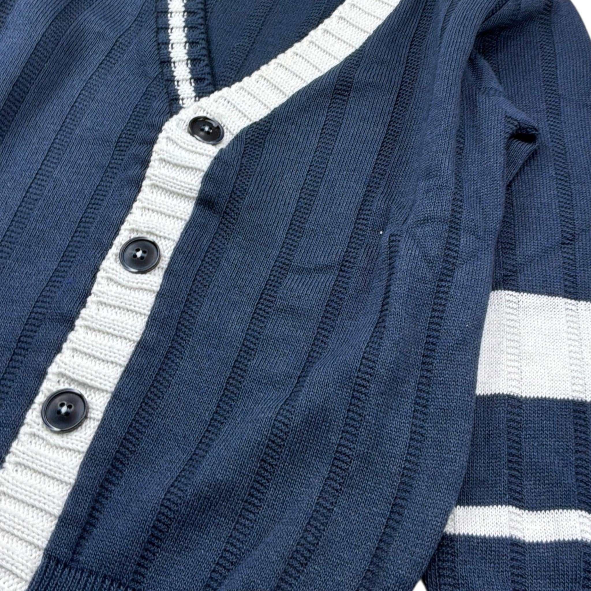 Manuel & Frank Cardigan Tinta Unita con Profili In Contrasto per Bambino MF4343B BLU MANUEL & FRANK 
