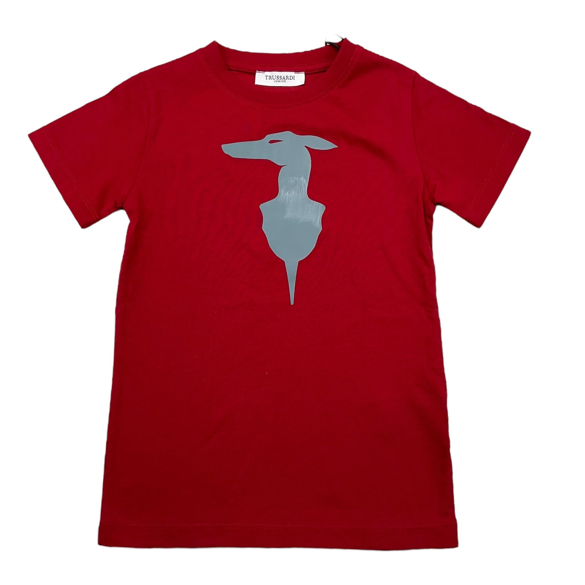 TRUSSARDI t-shirt girocollo tinta unita con stampa in contrasto Rosso per Bambino TBA25005TS ROSSO TRUSSARDI 