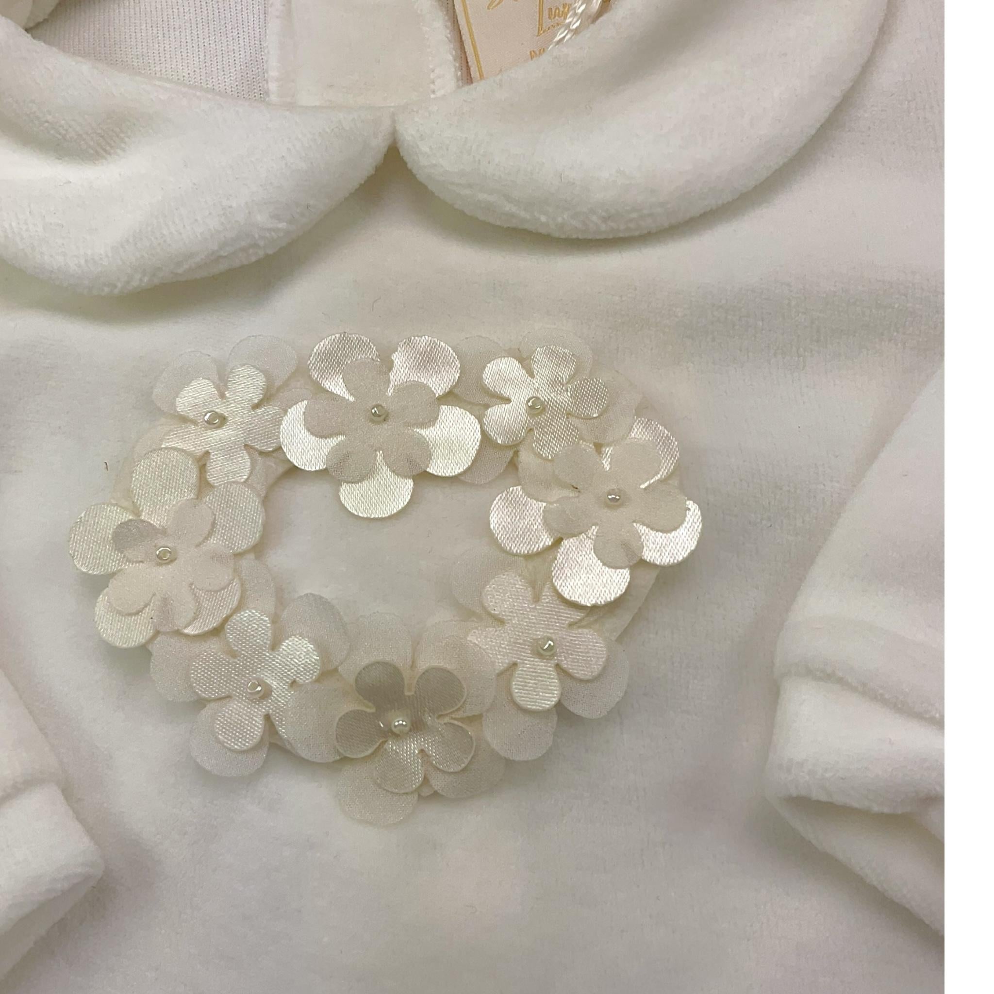 STORY LORIS tutina in ciniglia tinta unita con applicazioni Bianco per Neonata 56423 BIANCO STORY LORIS 