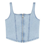 Patrizia Pepe Top In Denim Tinta Unita con Zip per Bambina 7C0255 AZZURRO PATRIZIA PEPE 