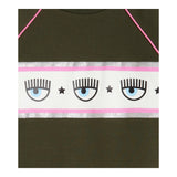 Chiara Ferragni Solid Color Crewneck Sweatshirt With Green Print For Girls