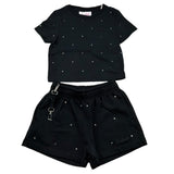 Saint Barth Completo 2 Pezzi T-Shirt-Short Tinta Unita per Bambina NIVES NERO SAINT BARTH 