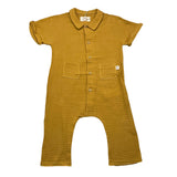 Teddy E Minou Plain Onesie With Buttons And Mustard Collar For Newborns