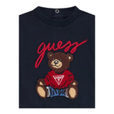 Guess Felpa Chiusa Girocollo Tinta Unita con Logo per Neonato H5RT01KAZD74 BLU GUESS 