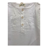 Petit Indi Polo Long Sleeve Solid Color White For Baby
