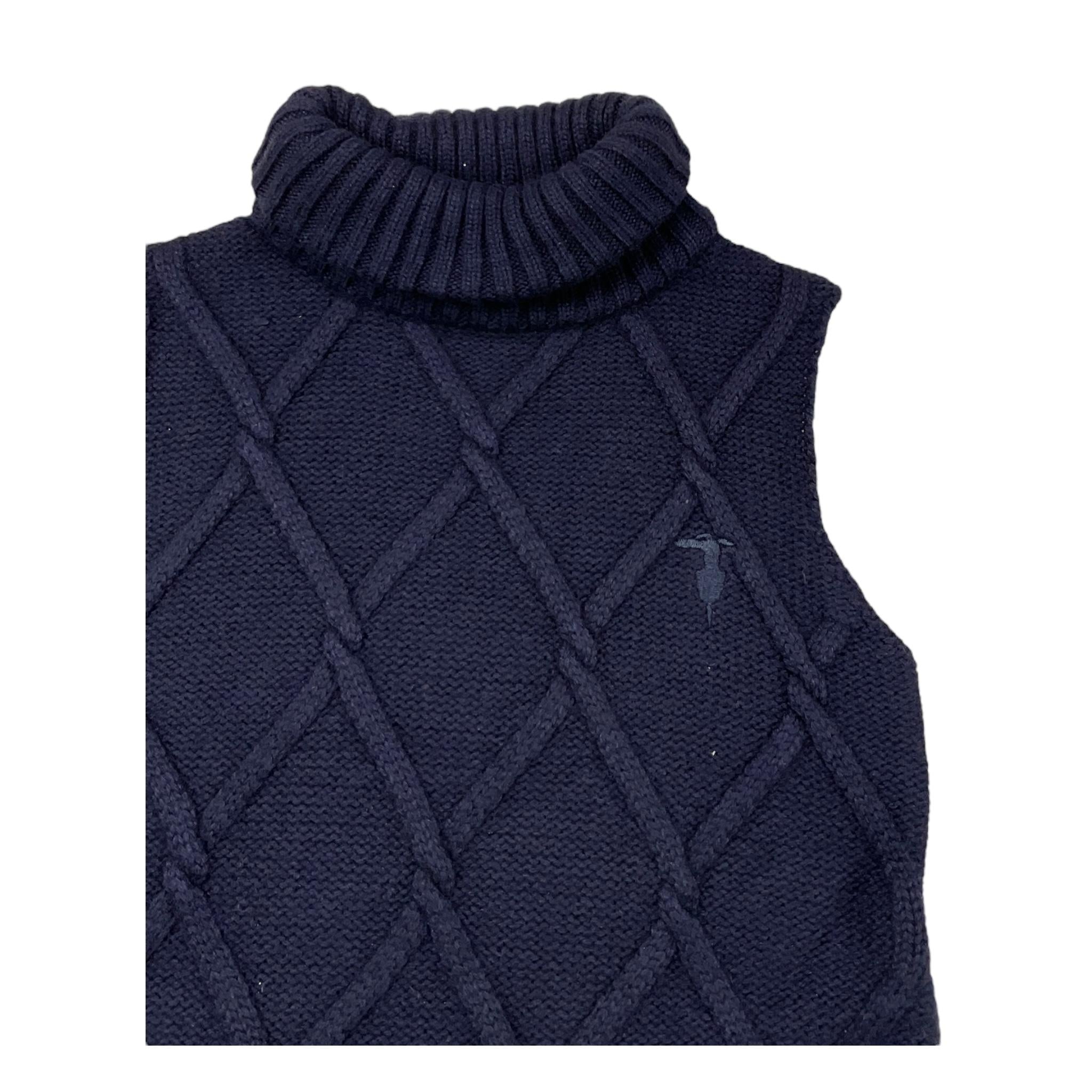 TRUSSARDI abito giromanica collo alto tinta unita Blu per Bambina TGA25033VE BLU TRUSSARDI 
