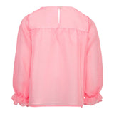 Dou Dou Long Sleeve Solid Color Shirt With Pink Tulle For Girls