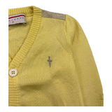 Cesare Paciotti Solid Color Cardigan with Yellow Logo for Newborns