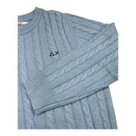 SUN68 maglia girocollo tinta unita con ricamo logo Azzurro per Bambino K44355 AZZURRO SUN68 