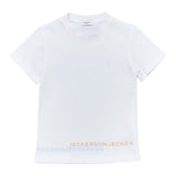 Jeckerson Solid Color Crew Neck T-Shirt With White Logo Prints For Newborns