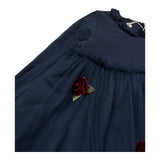 Le Bebe Abito Manica Lunga Tinta Unita con Tulle per Neonata LBG1122 BLU LE BEBE 
