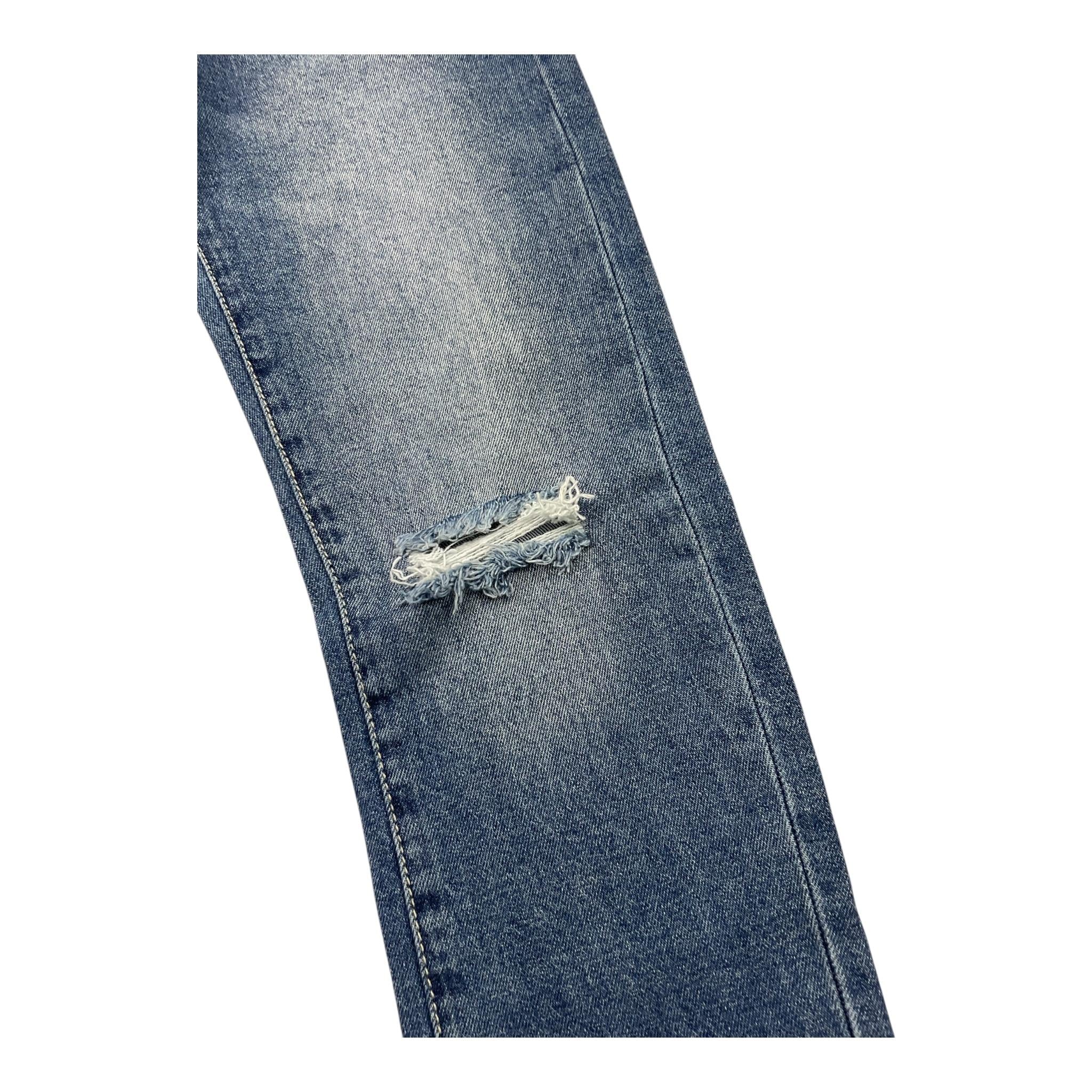 DANIELE ALESSANDRINI jeans tinta unita con strappi Blu per Bambino 1235PD1021 BLU DANIELE ALESSANDRINI 