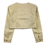 I Do Plain Beige Zip Up Faux Leather Jacket For Girls