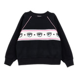 Chiara Ferragni Solid Color Crewneck Sweatshirt With Print Black For Baby Girl